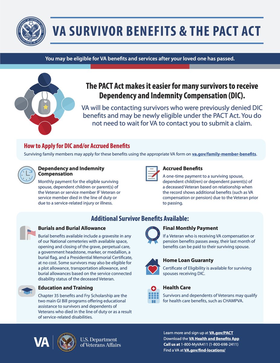 If you lost a loved one due to illness caused by toxic exposure during their military service #PACTAct will also be helpful for you. <a href="/VAVetBenefits/">Veterans Benefits</a> released this helpful guide &amp; you can start applying or re-applying today #veterans