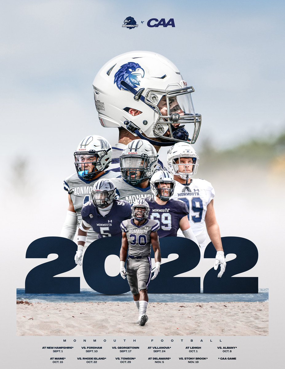 MUHawksFB's tweet photo. Our 2022 schedule poster!

Starring @TonyMuskett, @moraleseddie3, @ReeseTwoReal, @nickshoe99, @DaquanGrimes5, @szubason1 &amp; @jyozaki23 🌟 

#FlyHawks https://t.co/m8CNHe4pQC
