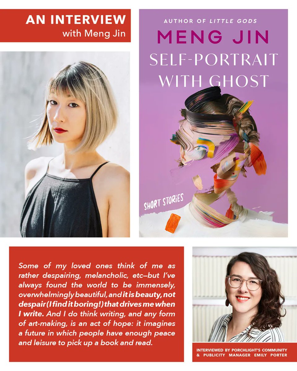 porchlightbooks's tweet photo. NEW! An interview with Meng Jin, author of SELF-PORTRAIT WITH GHOST.

Read it on the Porchlight blog → https://t.co/cDJLI88zGe

📖 SELF-PORTRAIT WITH GHOST
✍️ Meng Jin (@jinittowinit / @MarinerBooks)
📚Genre: #Fiction / #ShortStories https://t.co/57c588iSsH