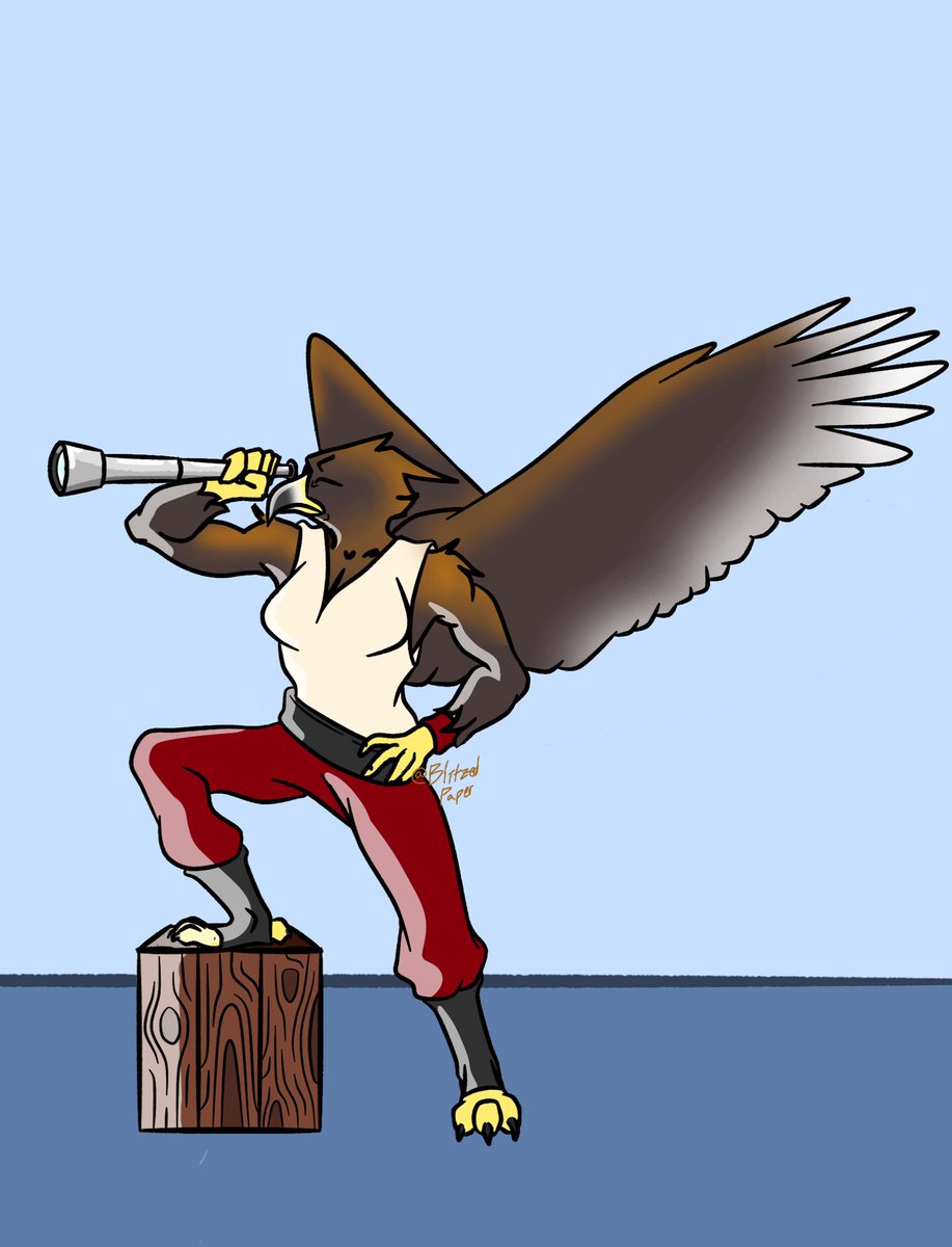 BlitzedPaper's tweet photo. Day 4 of @ssava 30NA30D is Mexico's Golden eagle! 🇲🇽

Meet Valencia. She is a fearless and powerful young sailor, proudly supplying delivering to her community. She can work, drink, and fight harder than any man she shares a crew with! 

#art #mexico #furry #furryartwork https://t.co/DqTvjbzYTq