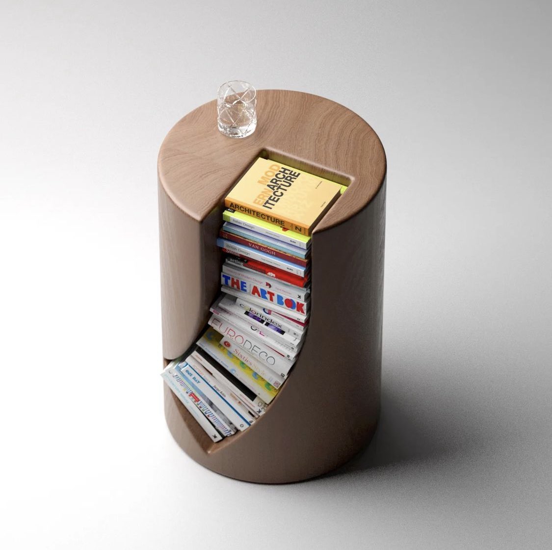 designdocument's tweet image. The "Bookgroove" booktrack-table by Deniz Aktay (2022)
