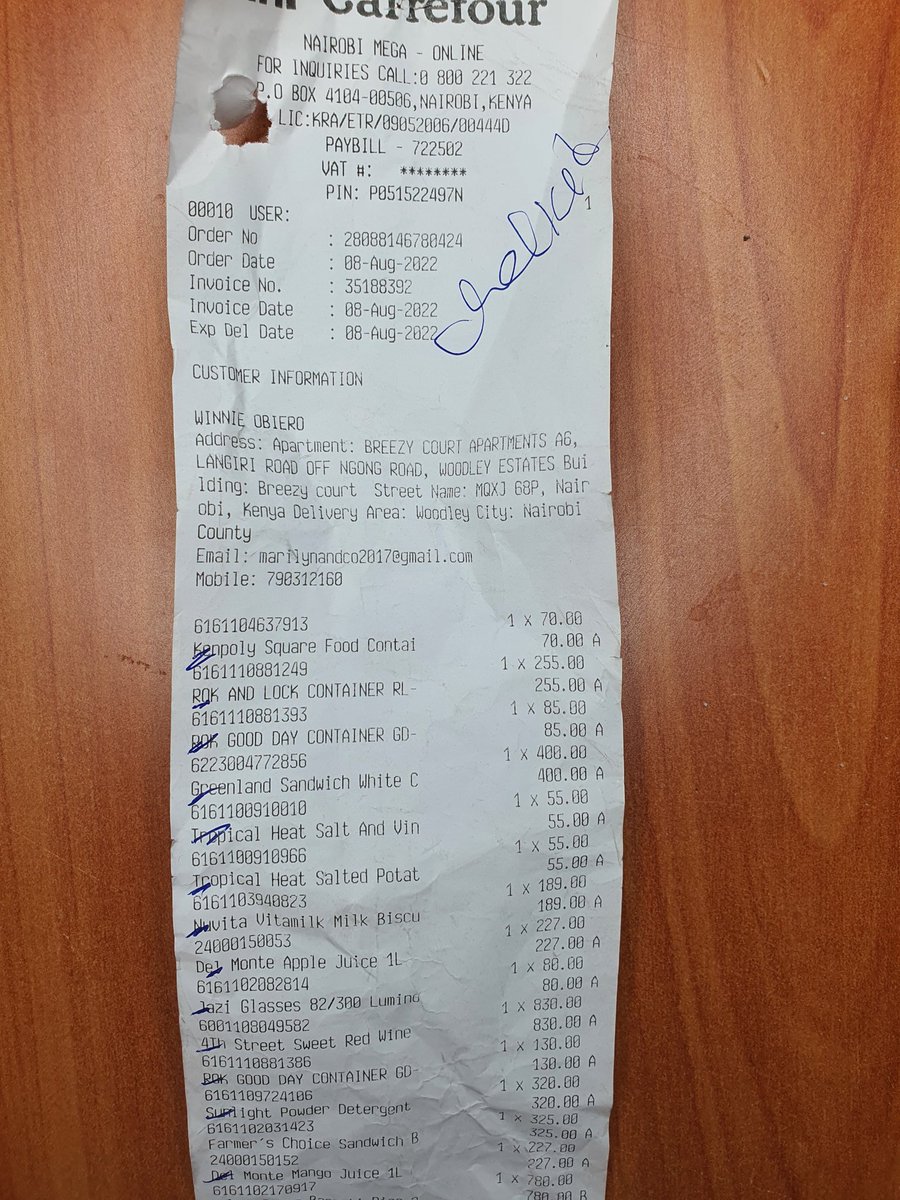 EmmanuelVerity's tweet photo. Be careful ordering from These thieves @CarrefourKe @CarrefourUAE 
Ordered on Monday, 2 wines were not delivered. Been following up with no success.I confirmed with the driver who alerted the store at the time of delivery of the missing items.#KOT #KenyaDecides #carrefour #kenya https://t.co/Y5d4w90vPE