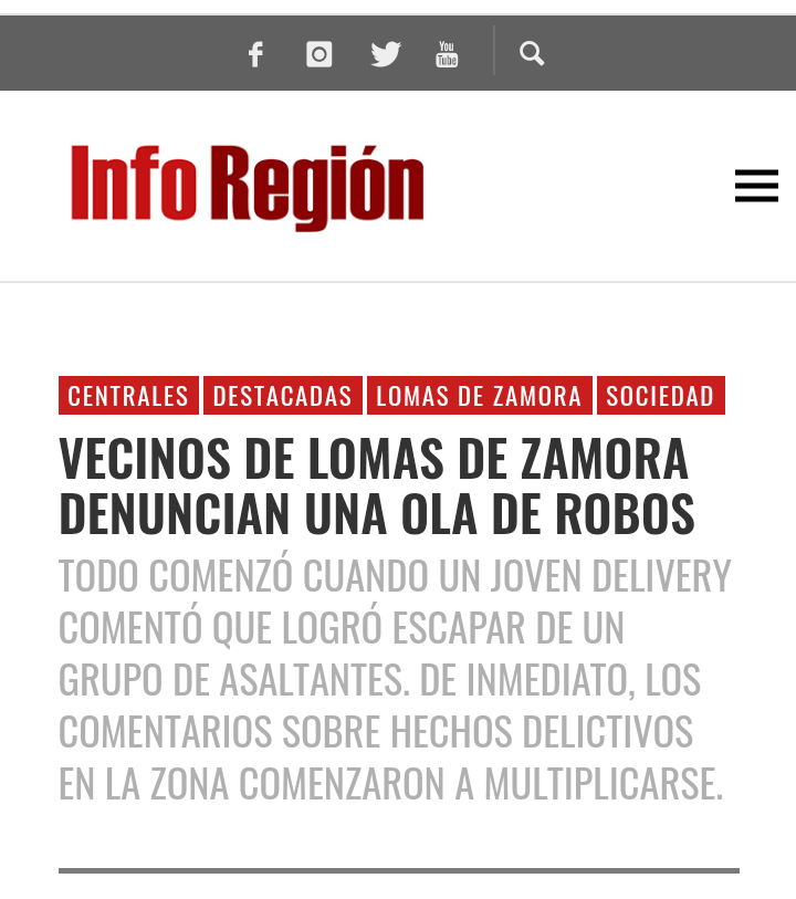LucioPortillo3's tweet photo. Nota periodística sobre Inseguridad en Lomas de Zamora. Preocupación constante. https://t.co/dOjeTdaDyJ