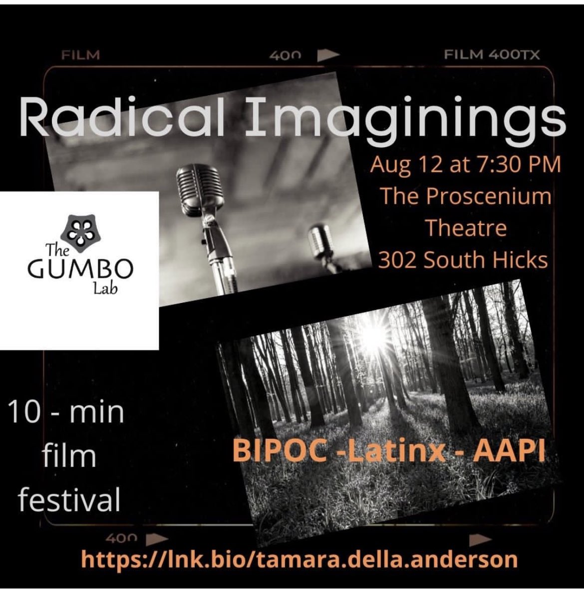 LabGumbo's tweet image. ONE MORE DAY until the in person showing of Gumbo Lab’s 1st annual 10- minute short film festival, Radical Imaginings!

Support BIPOC, AAPI, and Latinx filmmakers and media content creators today!
tinyurl.com/RADFF2022