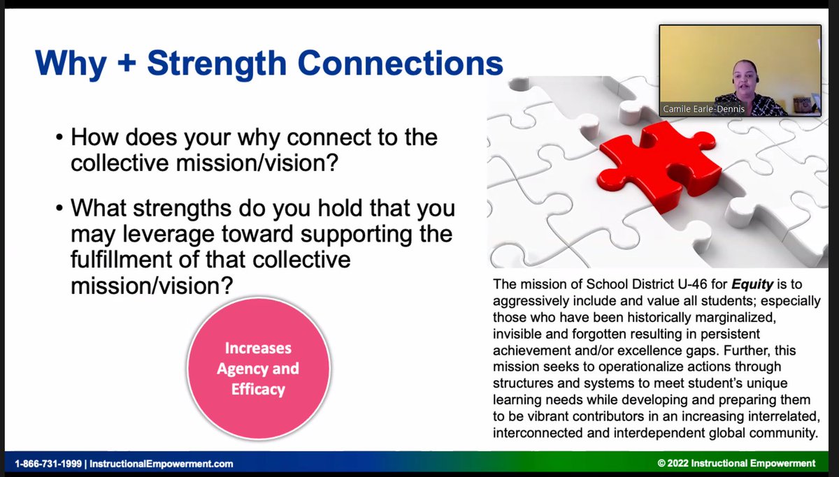 #U46EquityMatters Symposium leader Camile Earle-Dennis calling upon us to get clear on our why, our strengths, the why and the strengths of our teams, and connect these to our collective mission and vision as a system.  This then leads us to true change. @TonySandersU46