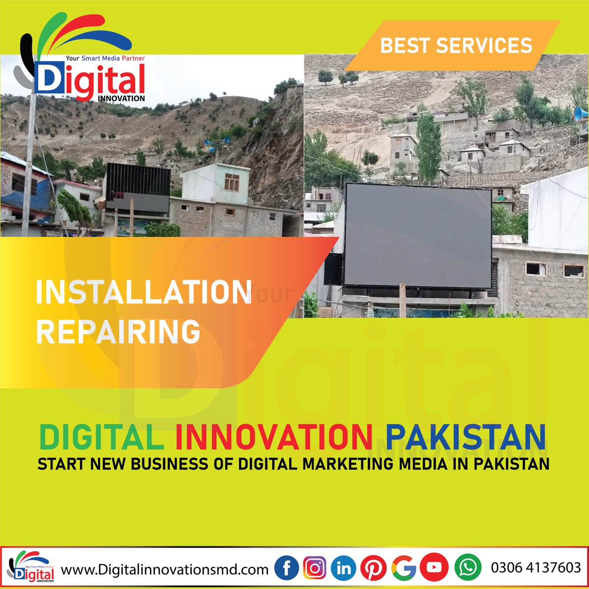 DISmdscreens's tweet image. Digital Innovation SMD Screens Pakistan

We are providing the services of installation &amp;amp; repairing in Pakistan 

#digitalinnovation
#smddisplay
#smdscreens
☎️   042 36299718
 📞  03064137603
Email:Digitalinnovationpk@gmail.com
📌bit.ly/3GXxHKZ
🌐digitalinnovationsmd.com