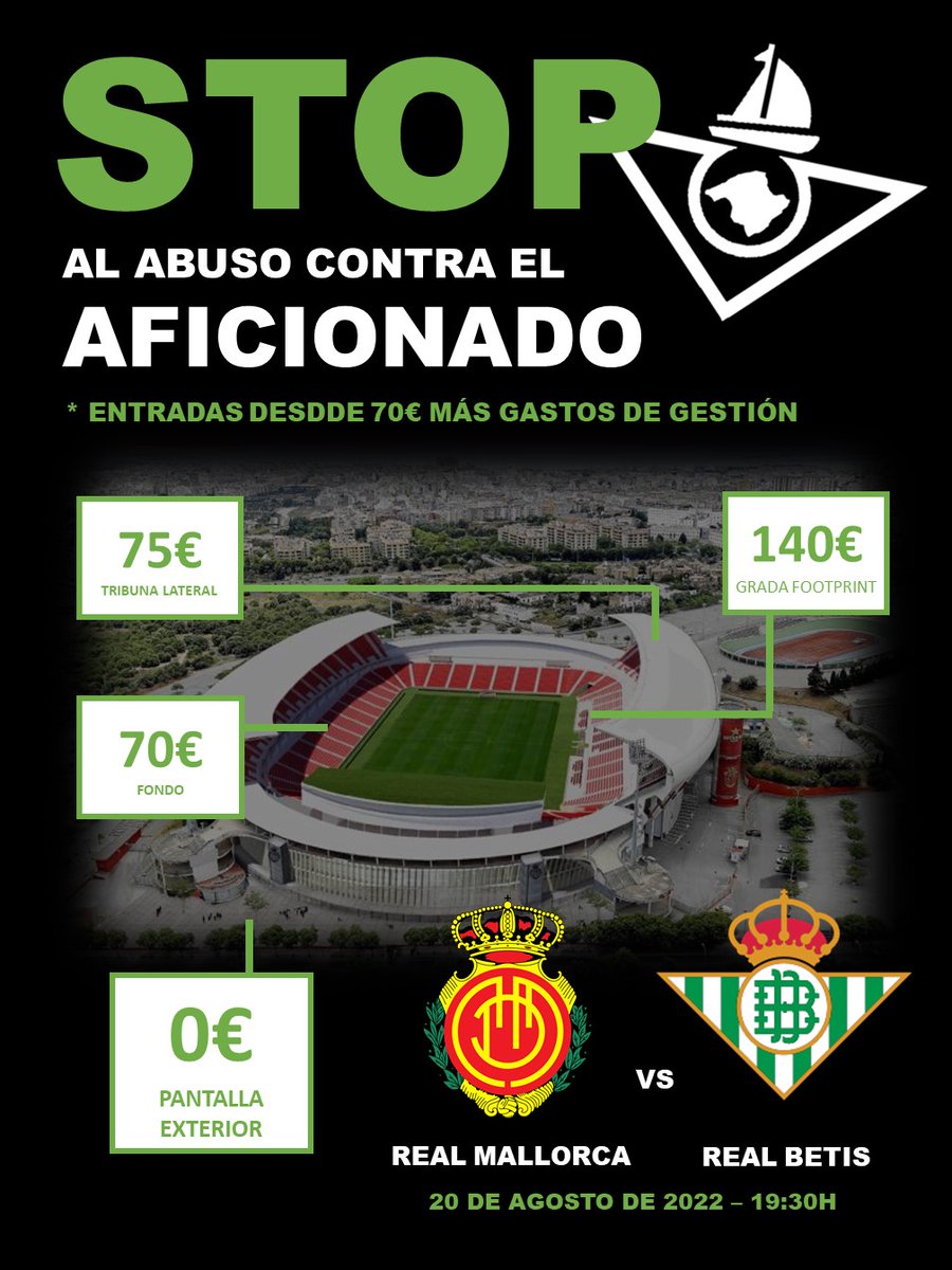 UBM2019's tweet photo. El fútbol para los aficionados #NoaLosAbusos

@RealBetis @AFDLP @diariomallorca @Estadio_ED @FPBeticas @diariosevilla https://t.co/ezajeCfdU6