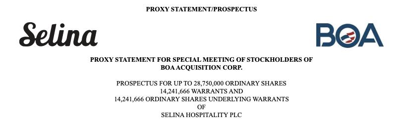 $BOAS / <a href="/SelinaHotels/">Selina</a> public F-4 filed. meeting date TBD (DA was announced Dec '21)

sec.gov/Archives/edgar…