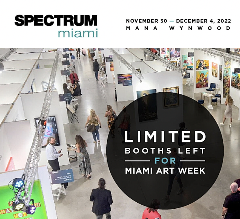 From sold-out booths + immersive pop-up installations to celebrity-studded events, Spectrum Miami is one of the hottest shows of Miami Art Week.

It's no wonder that space is filling up. Don't let your Spectrum Miami opportunity slip by! &gt; hubs.la/Q01jRRg60
#SpectrumMiami