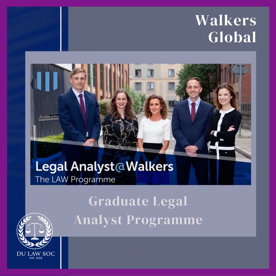 Applications are now open for our Graduate Legal Analyst at Walkers Programme in Ireland. 
 
Applications close on 14 August, so apply now at: lnkd.in/eKTuuye