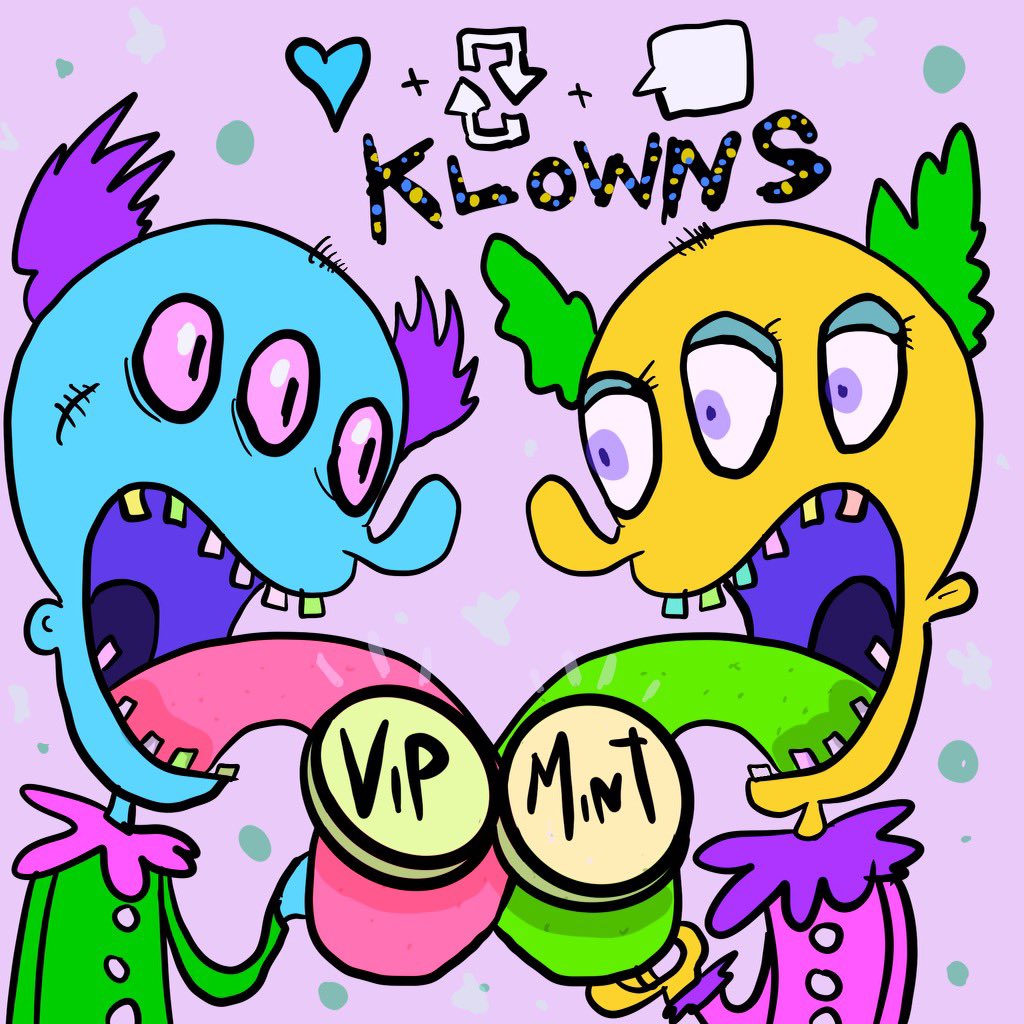 HEY KLOWNS! 🤡

WE ARE FEELING NICE TODAY LETS GIVEAWAY SOME VIP SPOTS TO MINT KLOWNS FOR FREE!! ❤️ + RT + TAG 3 FRIENDS 

#NFTS #NFTGiveaway