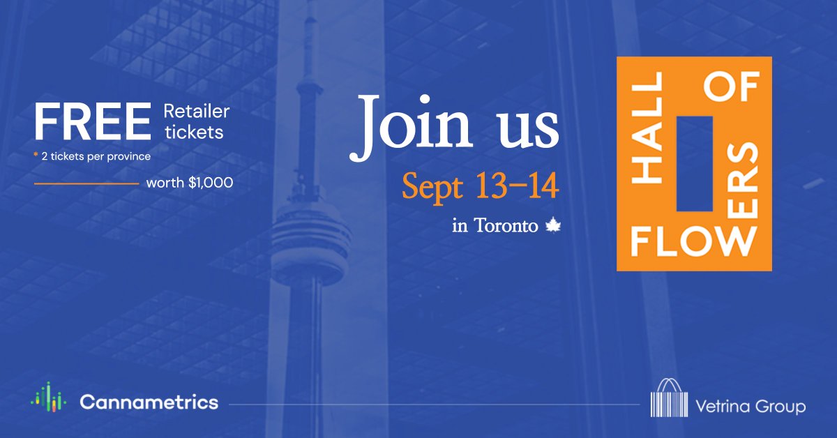 Cannametrics is attending Hall of Flowers!

We’re SO excited! We’ve partnered with <a href="/HallofFlowers_/">Hall of Flowers</a>  and our friends at <a href="/vetrinagroup/">Vetrina Group</a> to join this amazing upcoming event 🌿

Retailers can still obtain 2 free tickets! Check out our latest post for details

bit.ly/3QBo1v8