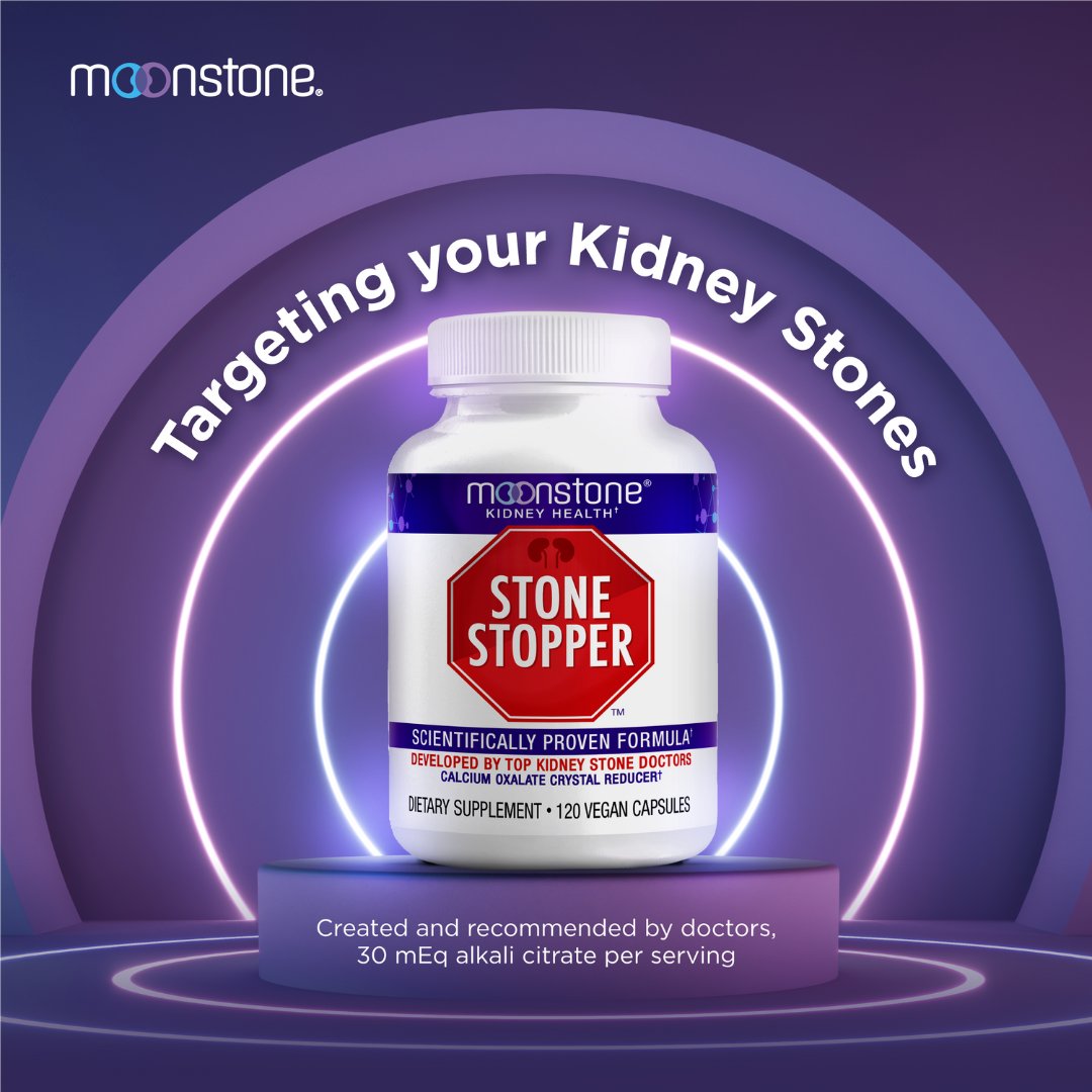 trymoonstone's tweet photo. Targeting your kidney stones in just one easy step, Moonstone Stone Stopper capsules are Buy 1, Get 1 50% off now though August 17th. 

Created and recommended by doctors, 30 mEq of alkali citrate per serving.

#trymoonstone #stonestopper #kidneystones #kidneyhealth https://t.co/C5pYfMUINm