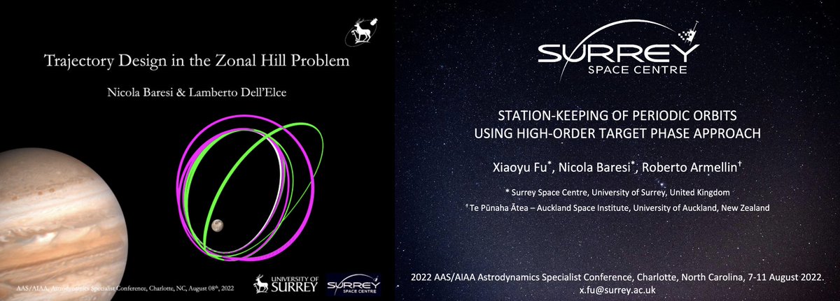 Nicola Baresi (@berry291285) on Twitter photo What a week for <a href="/SpaceAtSurrey/">Surrey Space Centre</a> at the 2022 <a href="/astrosociety/">AstronauticalSociety</a> #ASC! Our group presented 2 papers on planetary moons explorers and received the #bestpaperaward for "CubeSat Lunar Transfer design via WSB". Huge congrats to PGR Danny Owen & Xiaoyu Fu for this outstanding result🚀🛰️🦌 What a week for <a href="/SpaceAtSurrey/">Surrey Space Centre</a> at the 2022 <a href="/astrosociety/">AstronauticalSociety</a> #ASC! Our group presented 2 papers on planetary moons explorers and received the #bestpaperaward for "CubeSat Lunar Transfer design via WSB". Huge congrats to PGR Danny Owen & Xiaoyu Fu for this outstanding result🚀🛰️🦌