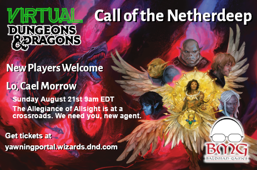 georgesanders_'s tweet photo. Expedition workers- dwindled. The ruins infiltrated by enemy agents. Underwater, otherworldly exploration. Sounds like a good timeโ
Let's play! Sun 8/21 9am EDT on Roll20/Discord
Tickets: $18 https://t.co/XyOoAPITG8
#dnd #virtualdnd #criticalrole #vddw #ddal @baldmangames https://t.co/JQGXIPXwUN