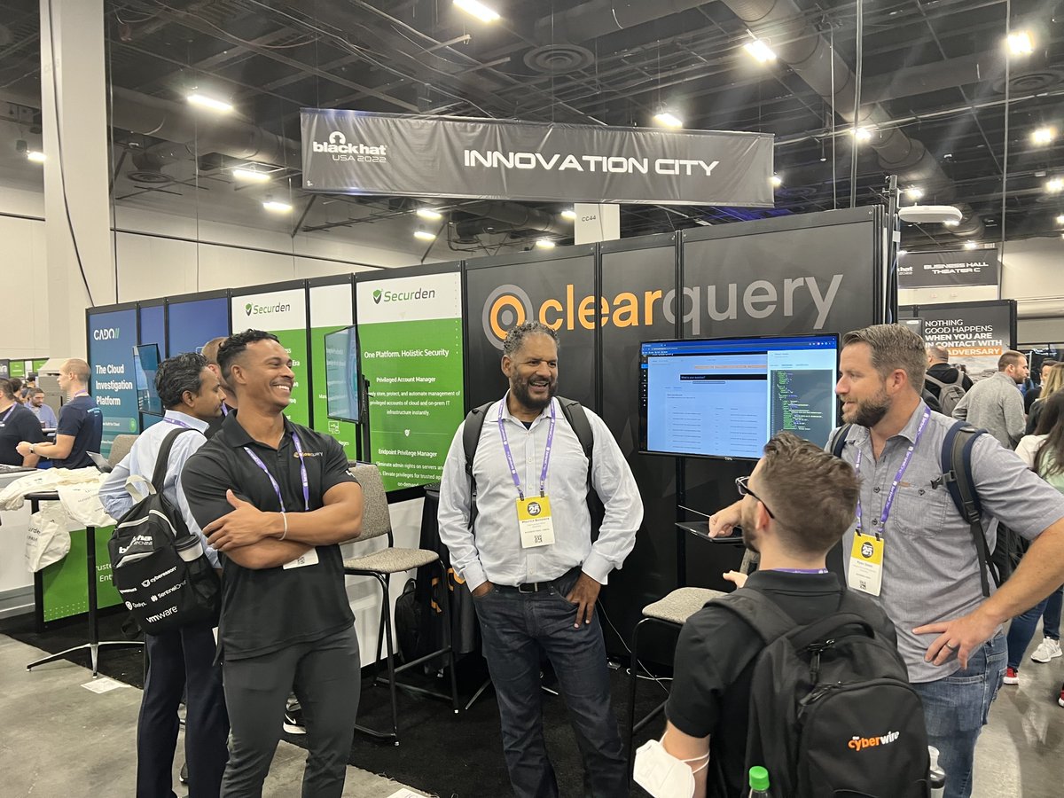clearquery's tweet image. It&apos;s our last day here at #BlackHat2022. Stop by and see us over in Innovation City Booth 41! We would love to meet you and show you how #ClearQuery can help you analyze your business data!