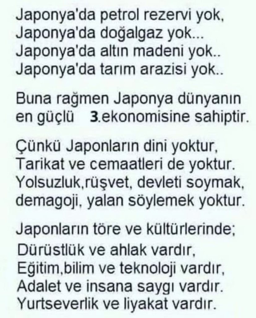 O yasaklansın,bu yasaklansın.Nedir bu YASAK sevdanız? Din Allah cc’u ile kulu arasında. Her boka maydanoz olan puştlar,kim nasıl yaşamak isterse yaşar. Bak aşağıda Japonya örneğini verdim. Sizin gibiler olmayınca,ülkeler gelişiyor. #zeytinlifestivaliYASAKLANSIN #SedatPeker
