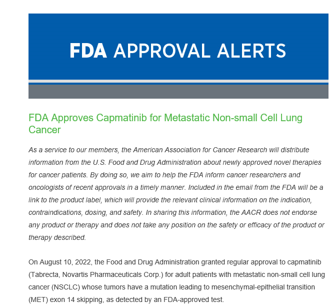 ADesaiMD's tweet photo. ⚡️@FDAOncology grants "regular" approval #capmatinib 400 mg BID 💊for metastatic #LCSM with MET ex14 skipping!
⏮️Acc. approval: #GEOMETRY mono-1
Now, with +63 pts/22 mth followup
➡️ORR: 68%, (1L) 44%, (2L)
➡️ mDOR: 16.6 &amp; 9.7 mos
🛑S/E: 🫧🤢😬
👇#Onc1Slider METex14 @OncoAlert https://t.co/jhd6fbvXSb