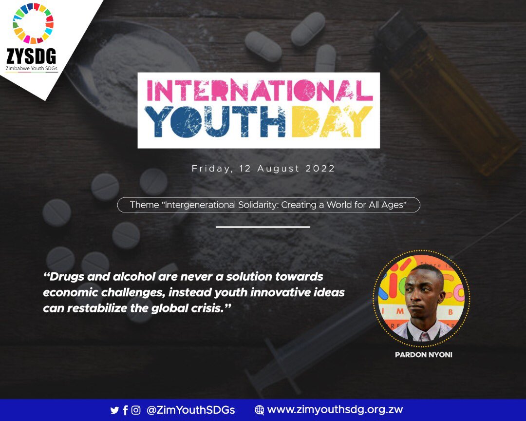 ZimYouthSDGs's tweet photo. “Drugs and alcohol are never a solution towards economic and social challenges, instead youth should innovate and re-stabilize the global crisis” - Pardon Nyoni

#IYDZW2022
#ZimYouthSDGs
#GlobalGoals https://t.co/iLxzqNjKYq