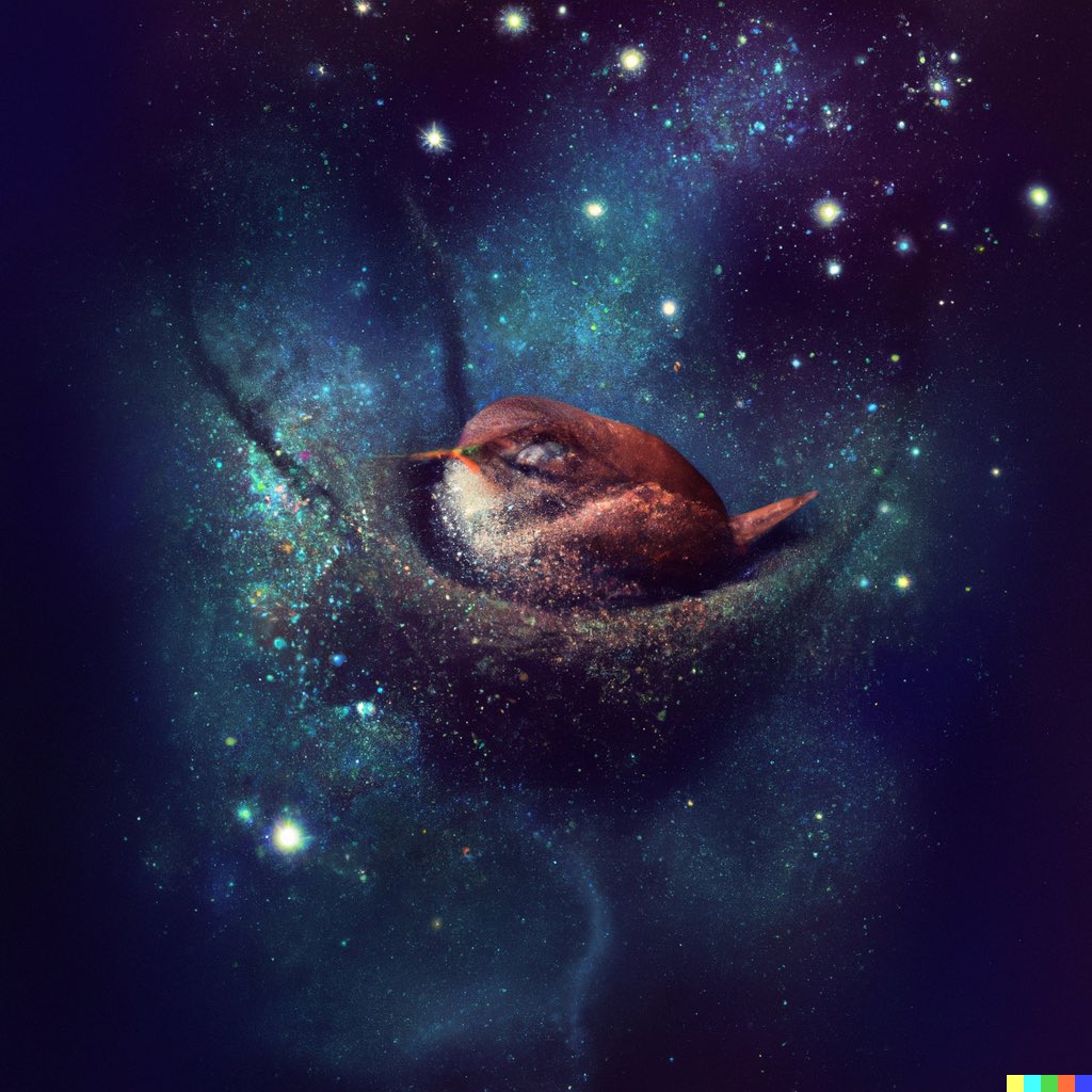 ADORABLE_DALL_E's tweet photo. Tried adding the word "magical" to see if there would be a difference. There actually was!: "Wren sleeping on a magical nest of stars, digital art" #dalle2 https://t.co/1jBfXh54It