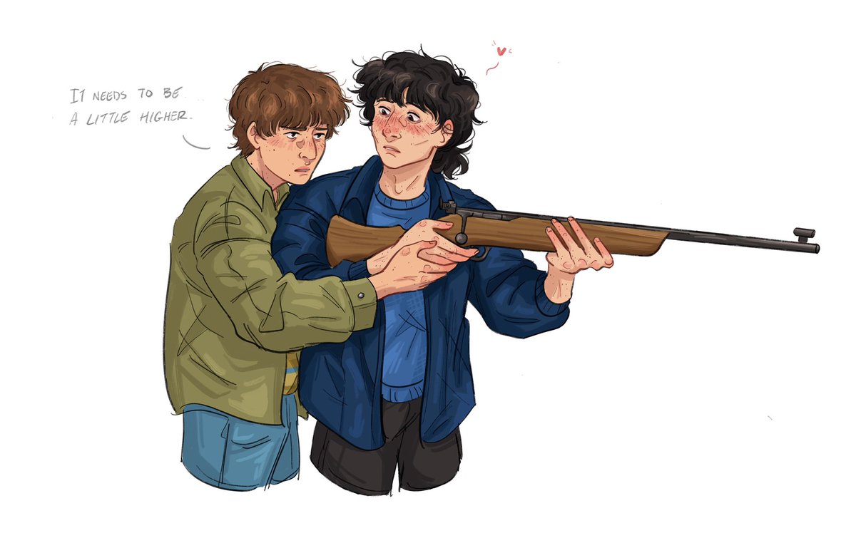 (1/2) Will teaching Mike how to aim.

#byler #bylerfanart #strangerthings #strangerthings4 #strangerthingsfanart #mikewheelerfanart #mikewheeler #willbyersfanart #willbyers