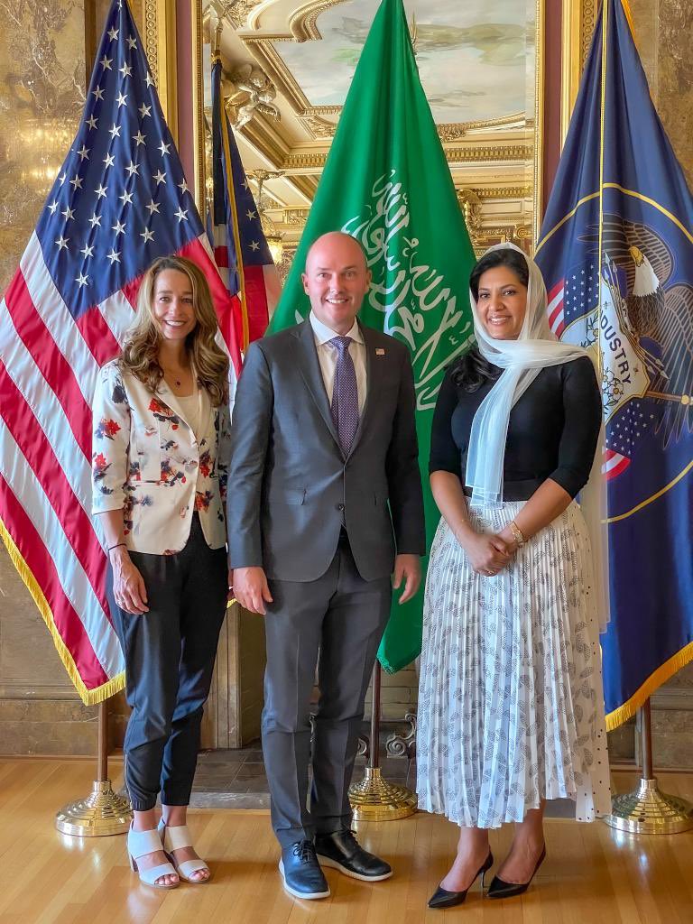 Honored to have met with Governor Spencer J Cox  of Utah to further the deep friendship between the State of Utah and the Kingdom of Saudi Arabia .