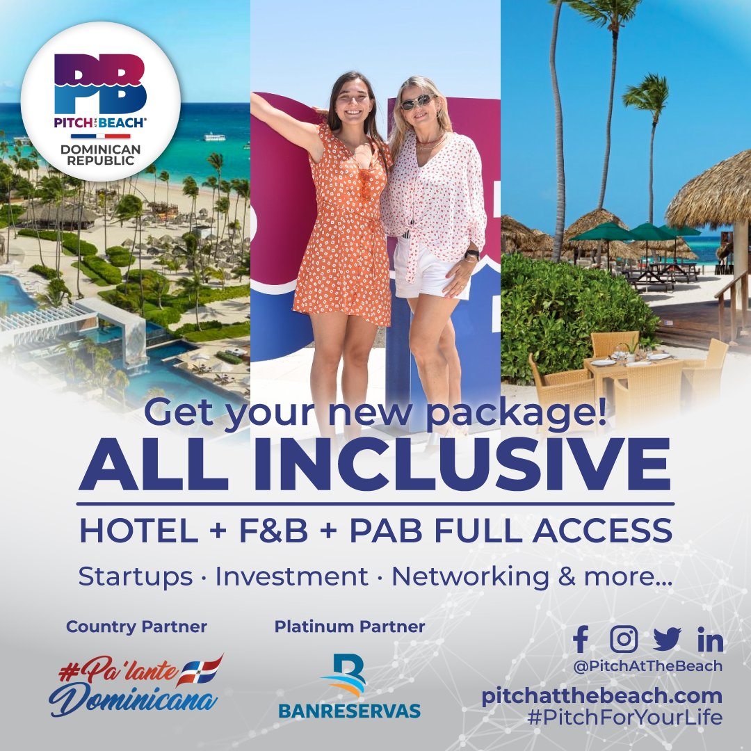 PAB Dominican Republic🇩🇴

All inclusive

💡Don't miss the opportunity to share experiences, create powerful business networks, make valuable connections and make a positive impact!

🗓️23-25 Sep
🔗lnkd.in/g_TKgf9d

#pitchforyourlife #startups #angelinvestor #vc #networking