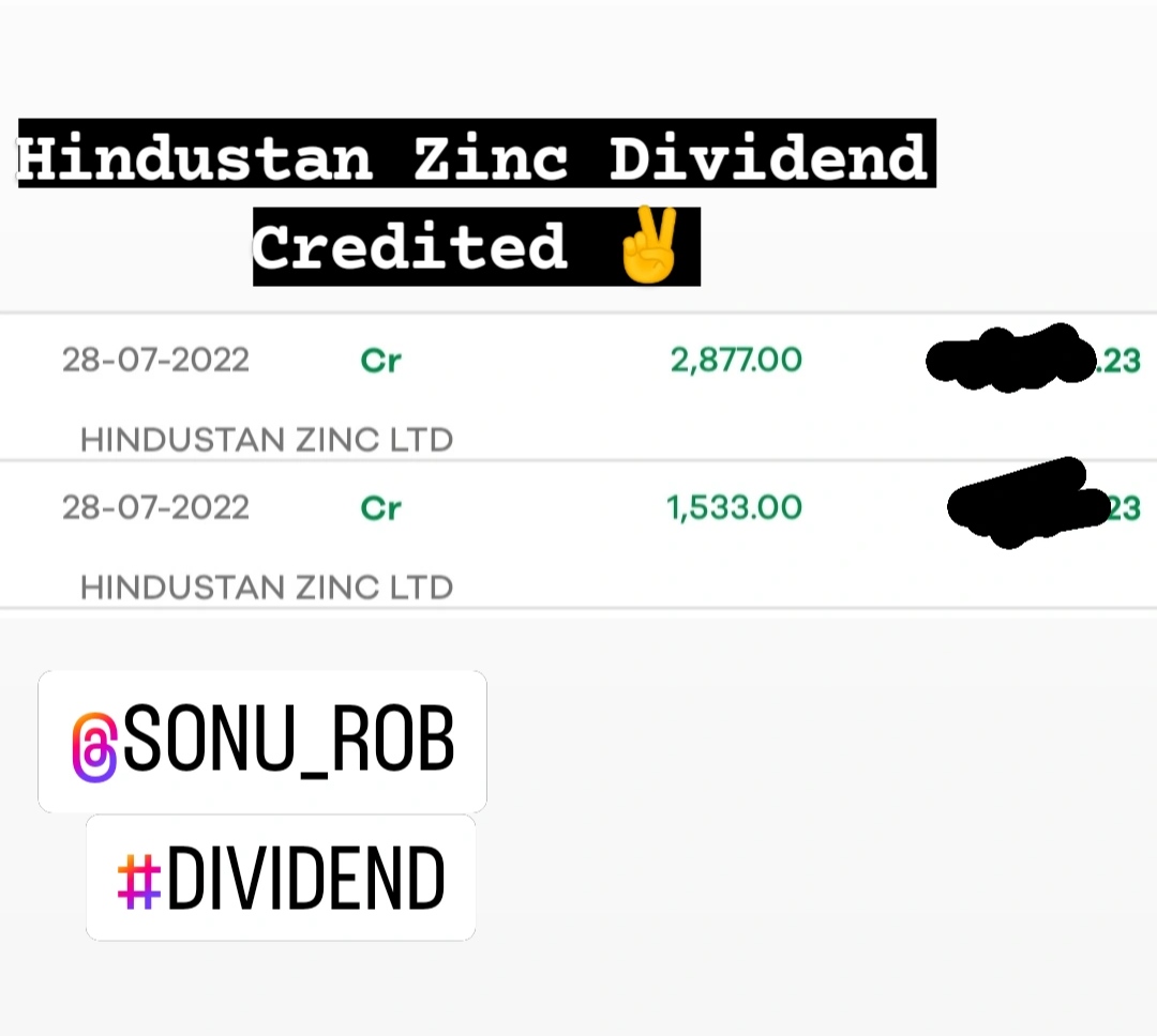 sonu_rob's tweet photo. Hindustan Zinc Dividend Credited ✌️
#dividends https://t.co/dwX3tzfWNf