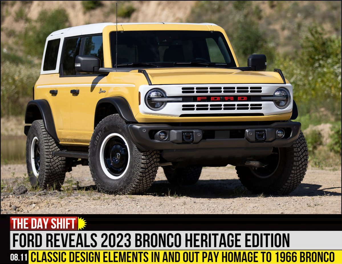 Inspired by the original 1966 #Bronco, #Ford is reaching back to their off-road roots with the introduction of the 2023 Bronco Heritage and Heritage Limited editions.

⚙️<a href="/Car_Sick_Nick/">Nick Cavanaugh</a>