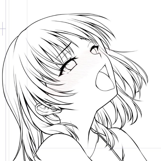 一生この角度の顔が描けなくて、ここでずーーーーーーーーーーーっと何ヶ月も作画が止まってたけどやっと進めれる 