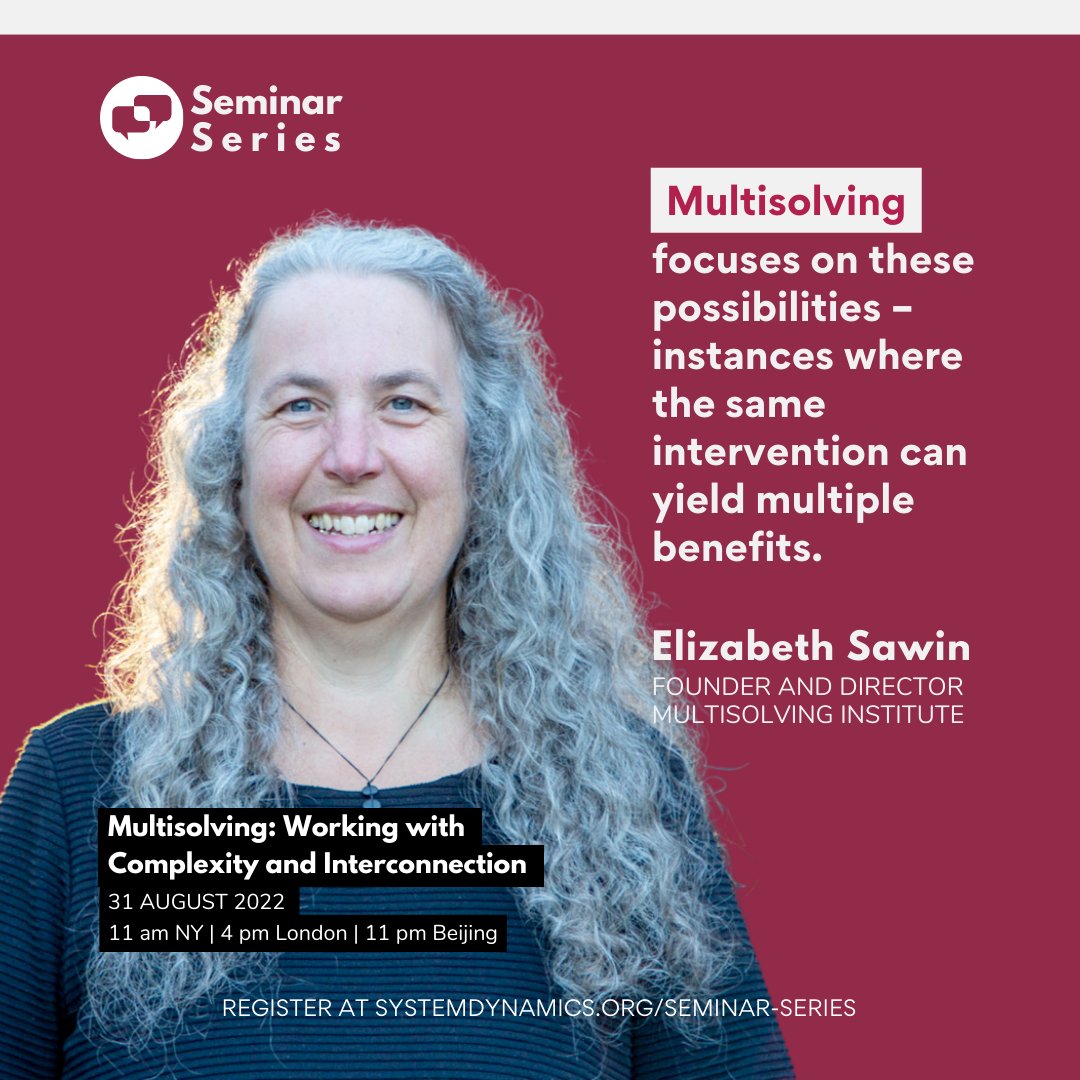 systemdynamics_'s tweet image. 📢 Join us and @bethsawin of the Multisolving Institute (@multisolving) for a discussion on the obstacles to #multisolving, and how #systemsthinking and systems tools can help people overcome these obstacles.
 
📅 August 31, 11am NY
🔗 ow.ly/Q71o50KicNl 

#SeminarSeries