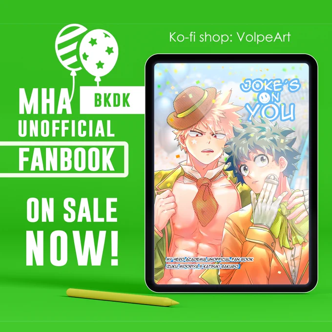 Hello friends!! 
I have a situation where I need to get an extra 45 dlls this month so I will put on special price again my first Fanbook bkdk "Joke is on you" ☆ ～('▽^ /)

✨MHA BKDK digital fanbook✨
💚25-page full-color PDF fanbook with 60+panels
🧡Only $5 dlls 