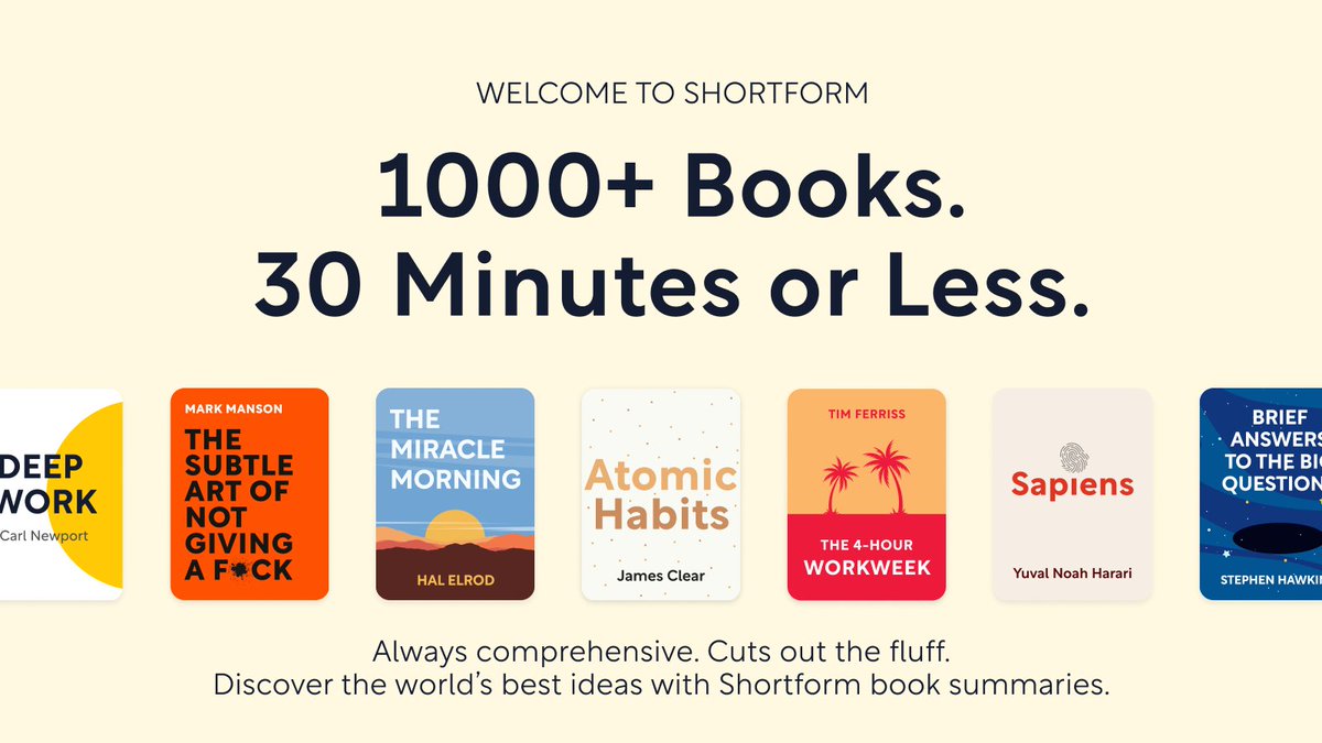 _shortform's tweet image. Try Shortform for free at Shortform.com/twtr 📚✨