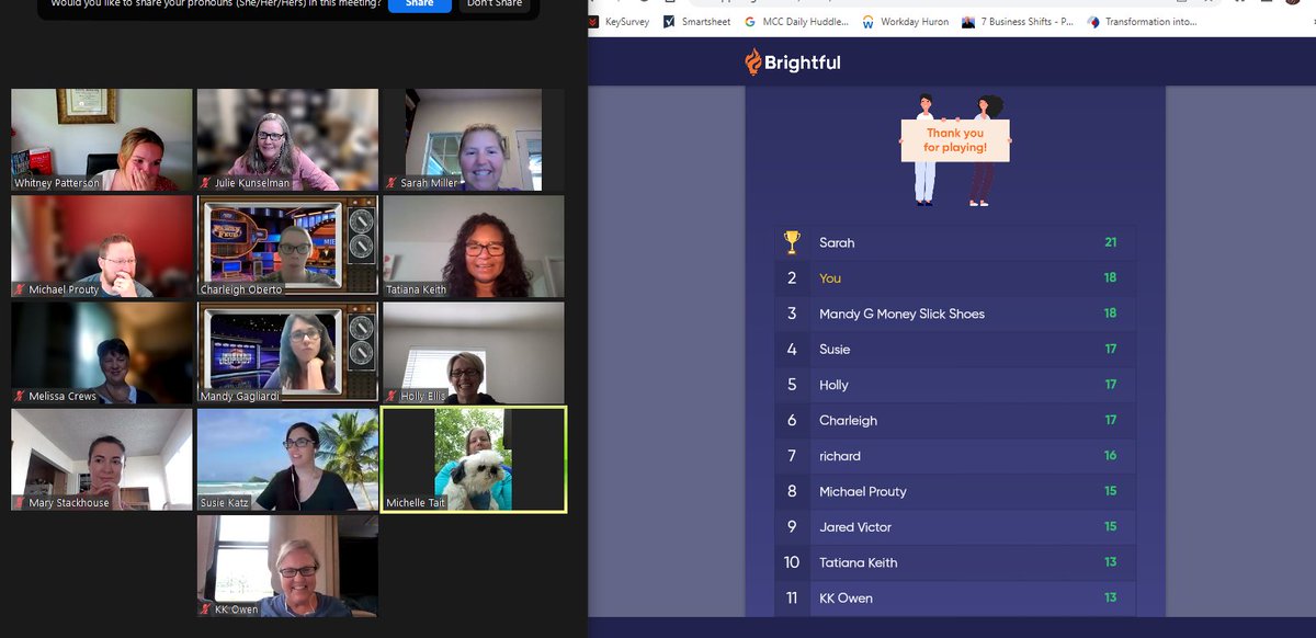 Thanks to <a href="/WhitneyP_SE/">whitney patterson</a> and our <a href="/StuderEducation/">Studer Education</a> #Engagement team for putting on this month's team session, "How well do you know your coworkers?" Fun! Congratulations <a href="/sarahmiller4TR/">Sarah Miller</a> - rocking her strength of relationships!