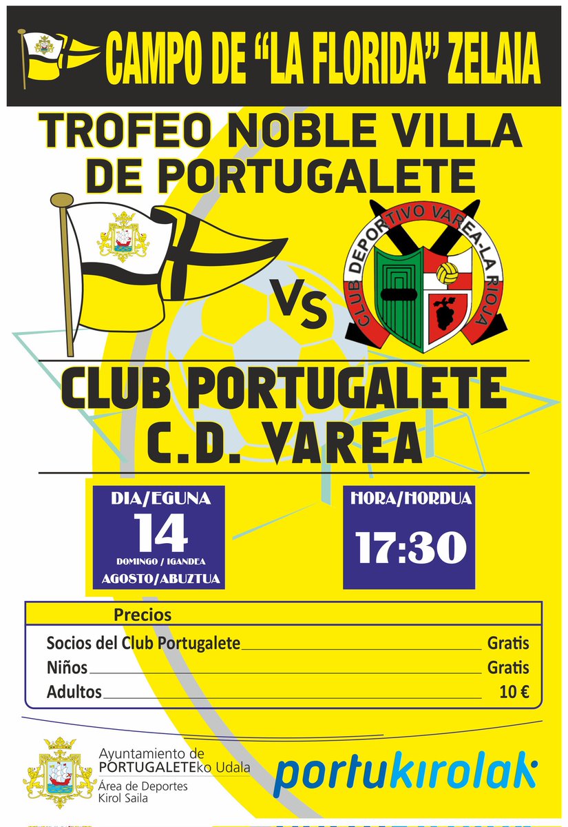 vareaoficial's tweet photo. AMISTOSOS | CD VAREA🟥⬜

🏆 Partido amistoso 📣  Trofeo Noble Villa de Portugalete

📆 Domingo 13 de Agosto
⏰ 17:30 horas
🏟 La Florida 
📍 Portugalete 
🆚 @clubportugalete

📢📢UN BARRIO UN EQUIPO!!!! 

#cdvarea⚪🔴 
#ORGULLOVAREA
#vamosvarea⬜🟥 https://t.co/bjce8jXYmG