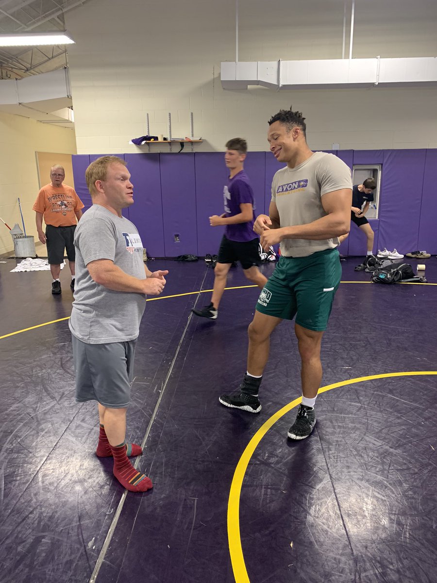 AvonWrestlingOH's tweet photo. Thanks to @greerjordan6 and @tydaugherty13 for stopping in to open mats today. You guys are great examples to our athletes. Good luck at OU and Roanoke this school year! https://t.co/SJoBlsJ8RN