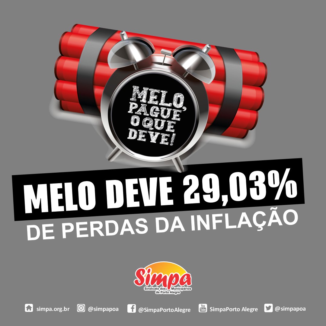 simpapoa's tweet photo. 📊📉O monitoramento do Simpa, com a assessoria do DIEESE aponta que a categoria municipária acumula 29,03% de perdas salariais, após ficar sem reposição da inflação por quase seis anos.
🌐Leia notícia completa em https://t.co/PIq98G219j
#MeloDeve
#MeloPague
#SimpaSindicato https://t.co/BWCeZbzaGX