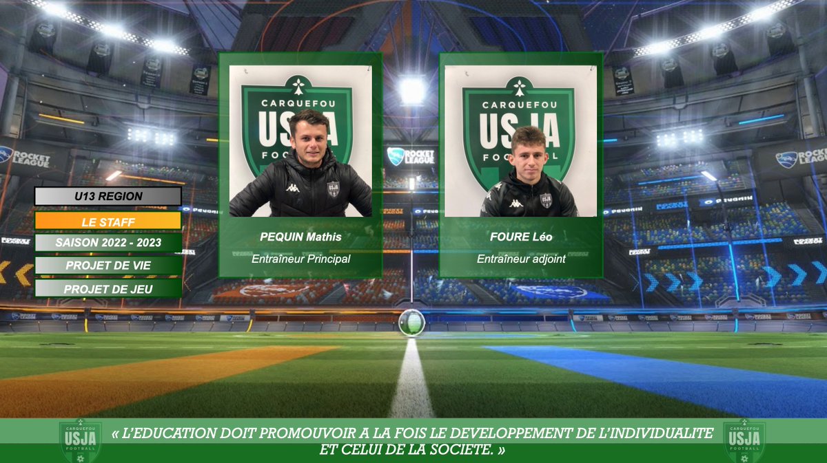 tiismaa44's tweet photo. [ U13 Région ]

Création d'un contenu de présentation en s'adaptant aux loisirs des joueurs en dehors du football, sous la forme du jeu vidéo "Rocket League " pour faire passer plusieurs messages. 

⚽️ USJA Carquefou Football https://t.co/q5M4bYcfFy