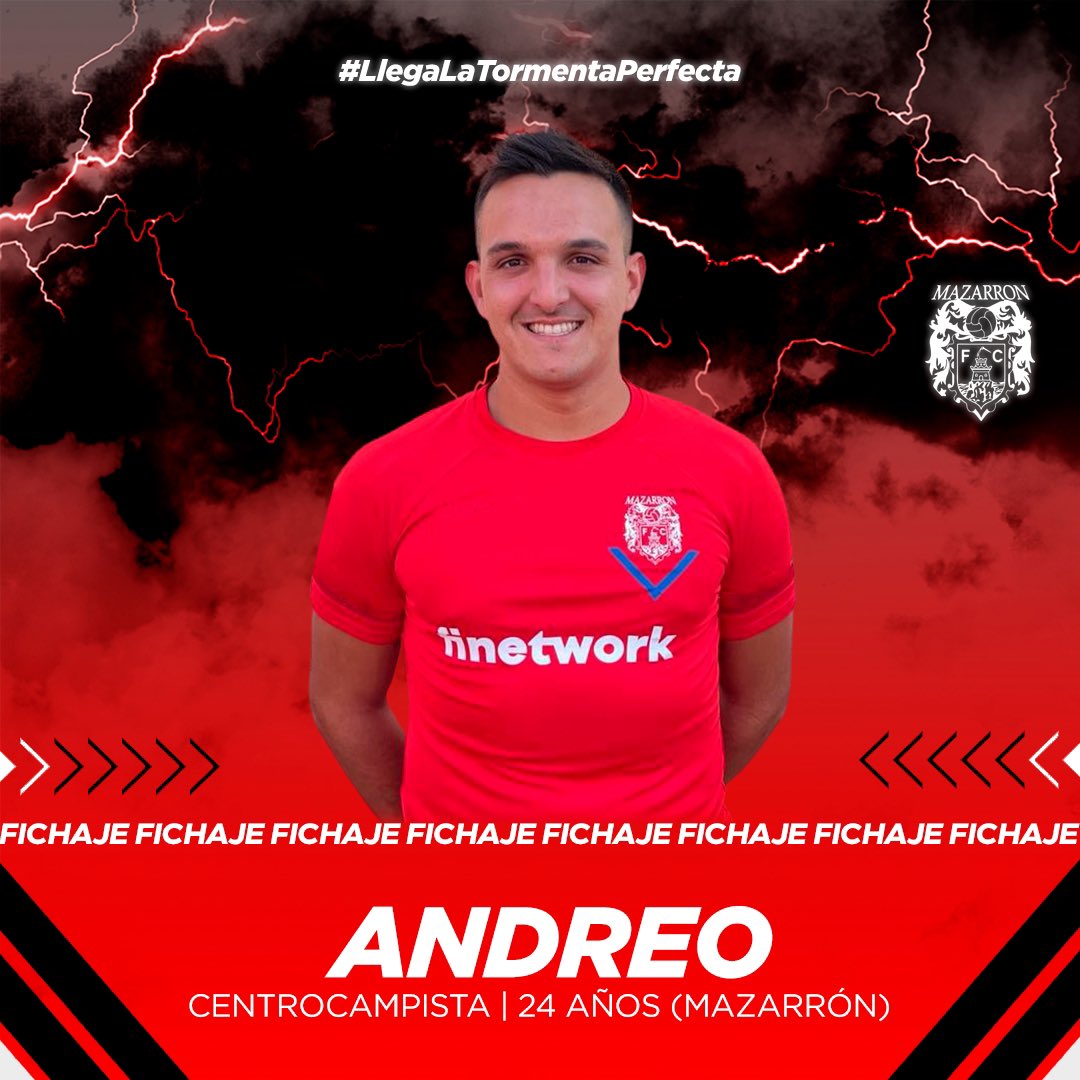 OFICIAL 🚨|

Antonio Andreo, el pulpo mazarronero, regresa a casa procedente del CD Bala Azul.

El centrocampista defensivo, aportará equilibrio, músculo y salida de balón a la medular del tomate mecánico. 

¡BIENVENIDO A CASA! 🙌🏻

#LlegaLaTormentaPerfecta 🔴🔵