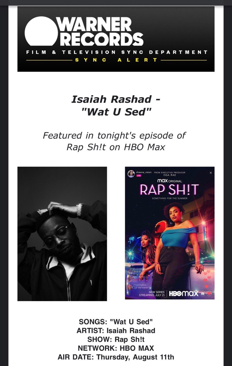 amairejohnson's tweet photo. Tonite
@hbomax #RapShit
#watused
@warnerrecords @UMPG @TopDawgEnt
🎹🌎🥷📺 https://t.co/8vMk5JAXr3