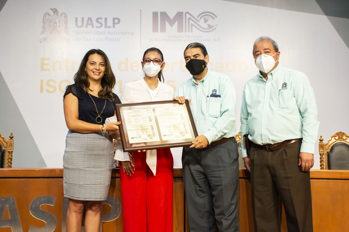 LaUASLP's tweet photo. 🔹 Entidades académicas y dependencias administrativas de la #UASLP reciben Certificado ISO 9001:2015.

👉 🌐 Consulta la nota completa: 
https://t.co/VSZG2DQSAf

#CalidadUASLP #ISO https://t.co/K12Aj542xp