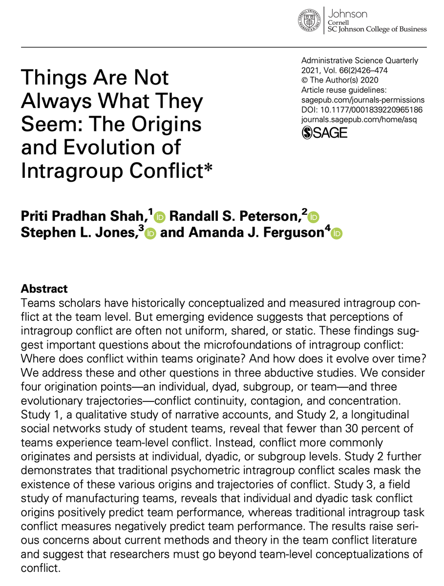 Congratulations to Pri Shah, @DrRSPeterson, Stephen L. Jones, and Amanda Ferguson, whose article “Things Are Not Always What They Seem” was named 2022 Outstanding Publication in <a href="/AOM_OB/">AOM Organizational Behavior Division</a> at #AOM2022! journals.sagepub.com/doi/full/10.11…