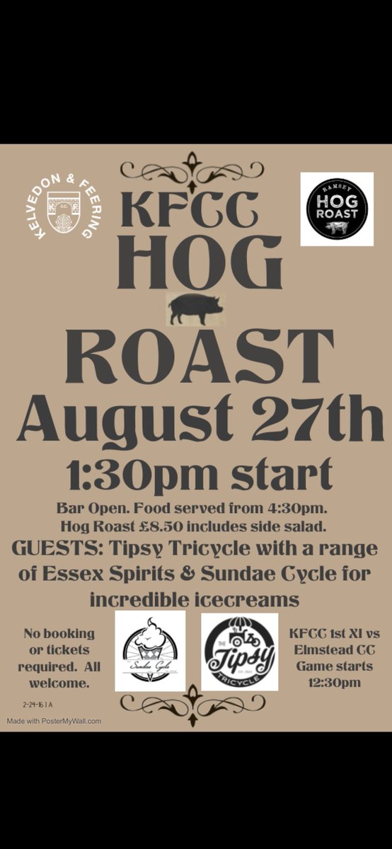 KFCC HOG ROAST RETURNS 27TH AUGUST!!