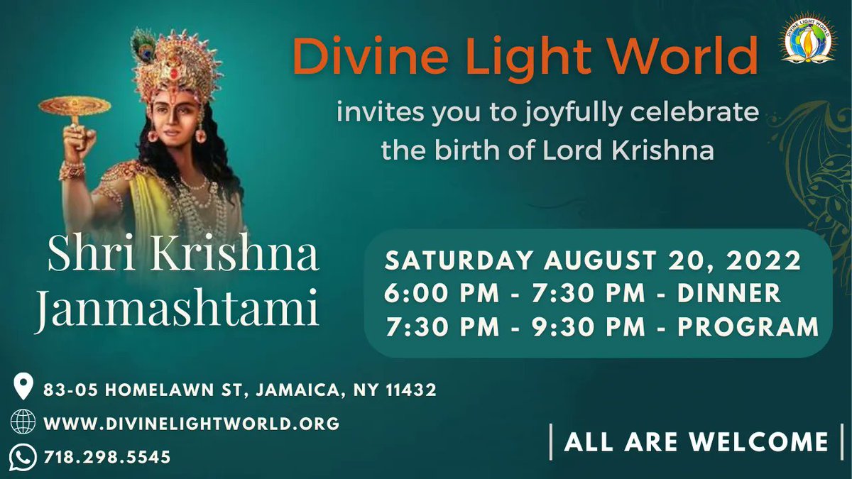 Divine Light World invites you to joyfully celebrate the birth of Lord Krishna! 

#shrikrishnajanmashtami #janmashtami #krishnajanmashtami2022 #spiritualfestival