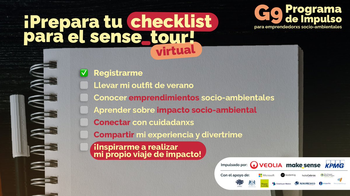 makesense_am's tweet photo. ✨¿Ya estás listx para este viaje de impacto?
¡Prepárate para el sense_tour!🕶☀️ Conectarás con ciudadanxs y emprendedorxs apasionadxs por el impacto socio-ambiental.
¡La 9na generación del #ProgramaDeImpulso te espera!
Tu primer check es registrarte:
👉🏽https://t.co/qEALg5j79L https://t.co/QrLMMPnOYt