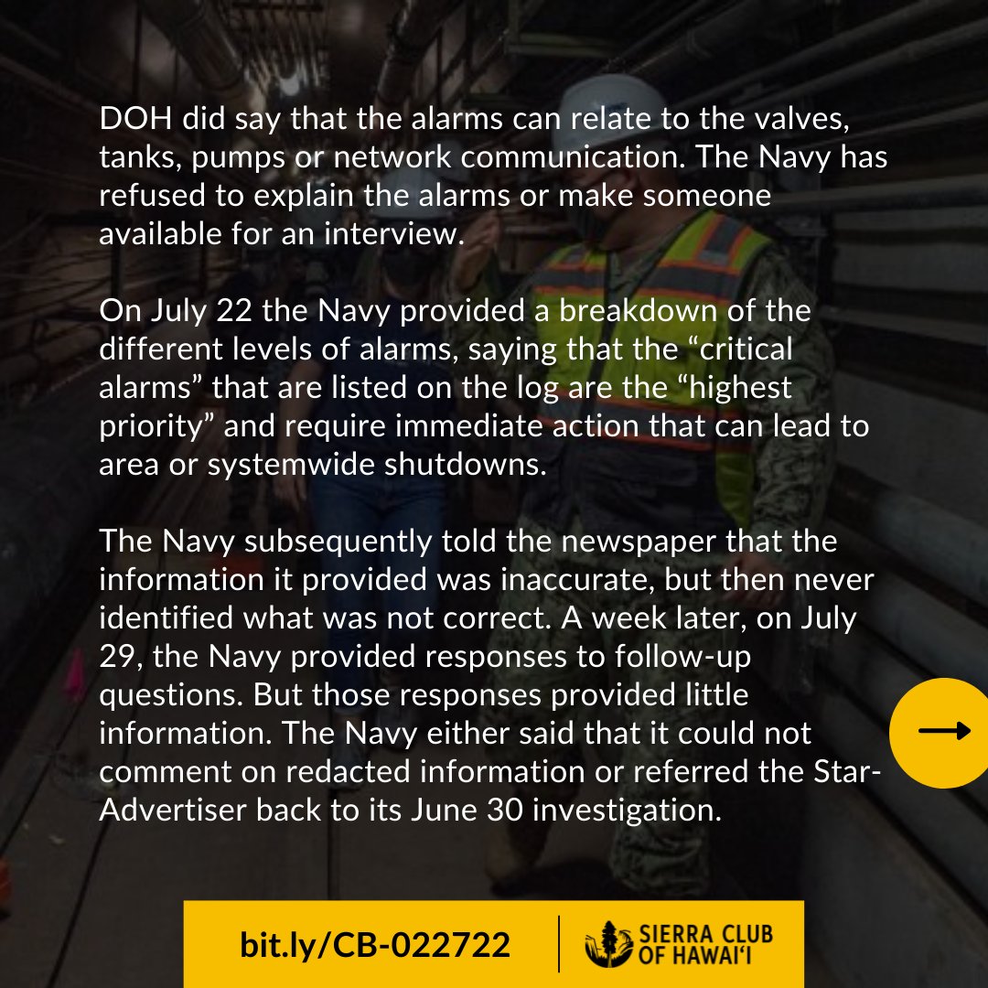 sierraclubhi's tweet image. The Navy had known for years the Red Hill was falling apart. They knew hours before thousands of gallons of fuel spilled from their facility that catastrophe was imminent and instead of stopping it, they operated as normal and tried to cover up their failure.