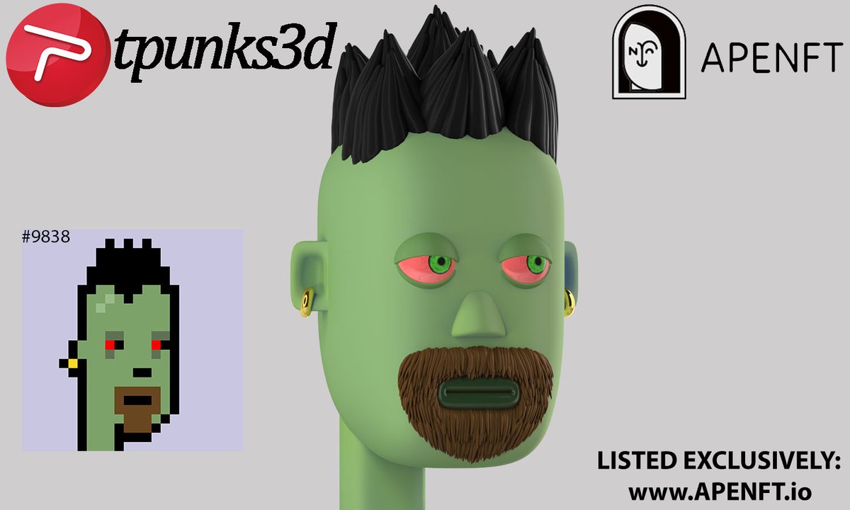 Tpunks3D's tweet photo. Tpunks3d ZOMBIE Spike Hair 500 #trx on #APENFT

#9838 👉 https://t.co/y2GXDDSctB 👈

#NFT #FreeMint #APENFTMktplace #Tpunks #justinsun #NFTs #TRONICS #TronNetwork #USDD #TRON #wTRX #TRX https://t.co/ieQO8PhqUb