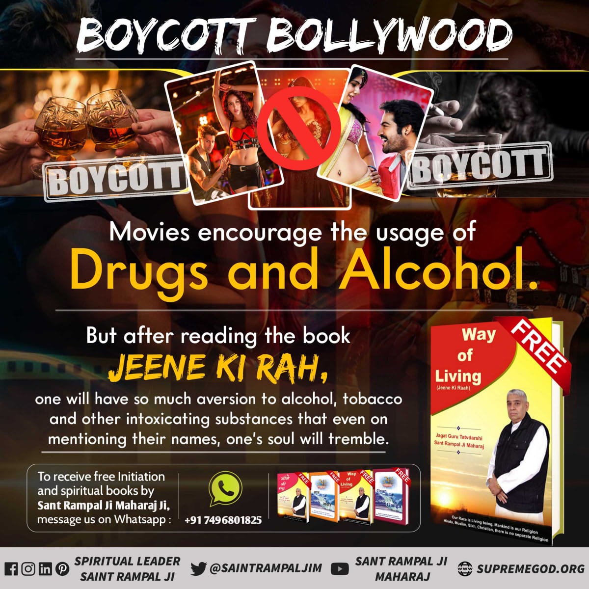 #GodMorningFriday Boycott Bollywood movies encourage the usage of Drugs and Alcohol. But after reading the book (JEENE KI RAH.) #LifeSavior_GodKabir #SantRampalJiQuotes #drugfreeindia