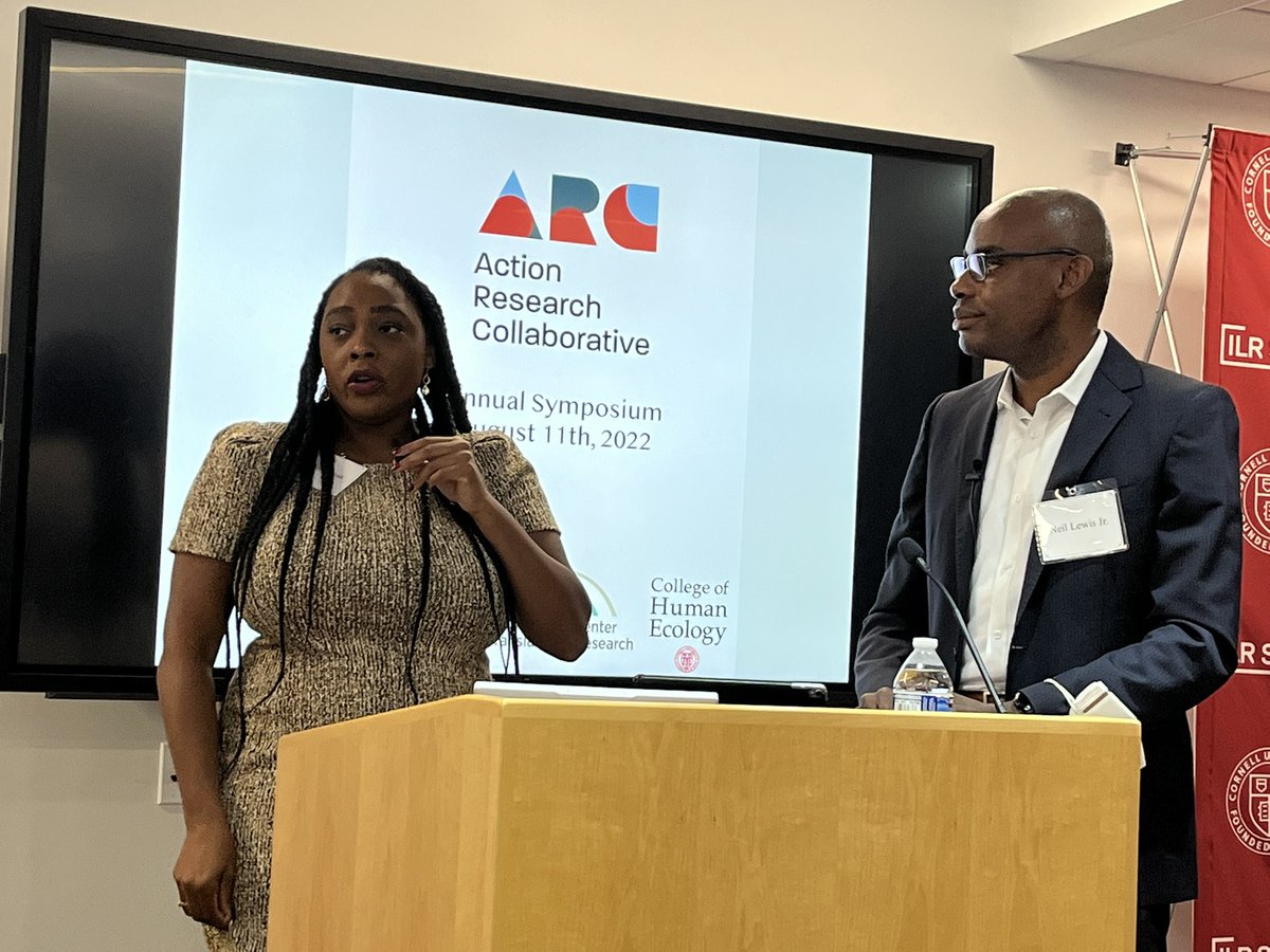 RDunifon's tweet photo. Was such a pleasure to attend the inaugural symposium of the Action Research Collaborative.  Led by @tasharaleak and @NeilLewisJr ARC empowers meaningful research-community partnerships.  @CornellCHE @CornellCALS @CornellBCTR @LiPurposeFe @Cornell https://t.co/LAVJMlUV5b