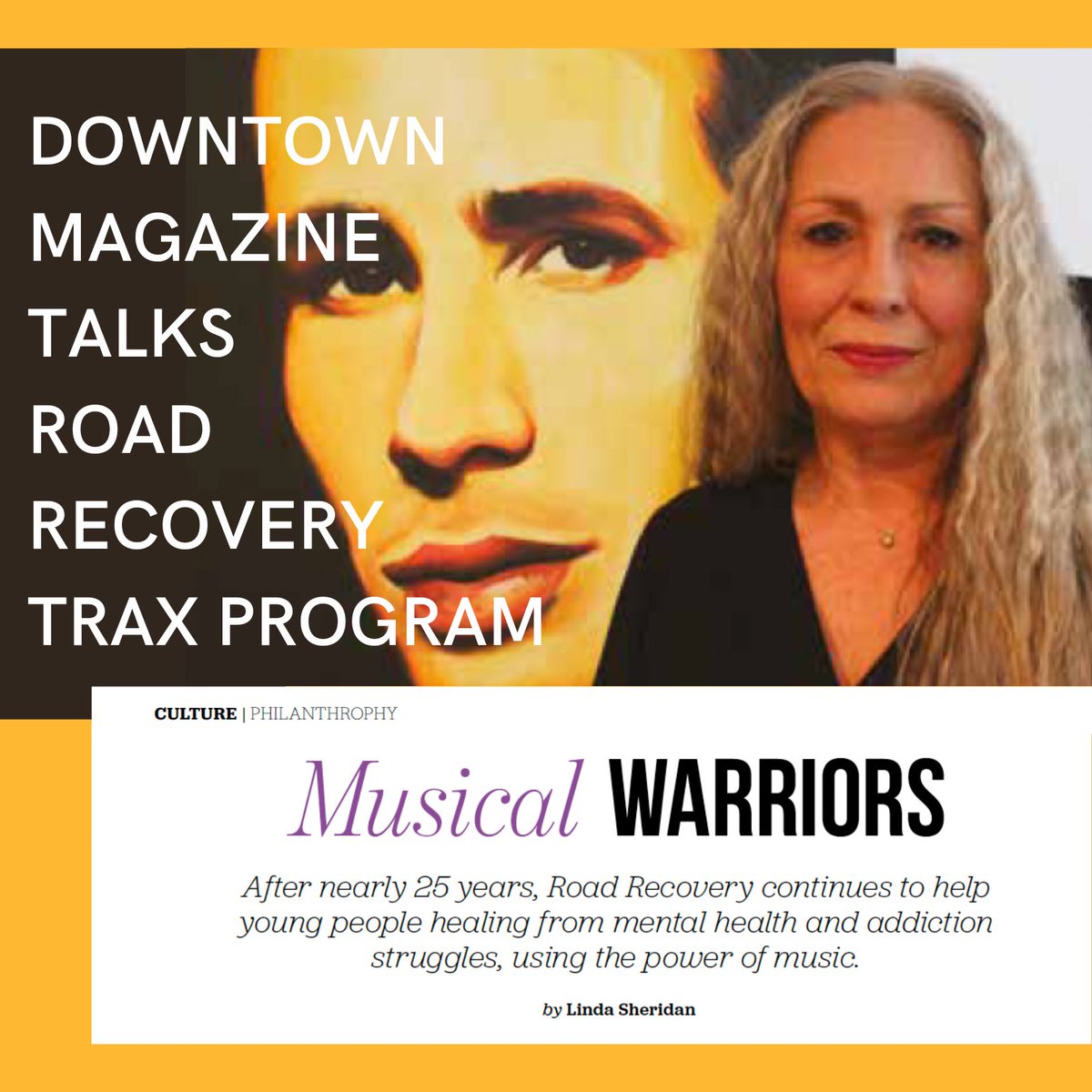 Summer issue of @Downtownmag by @linsheridan describes #MaryGuibert's early involvement with non-profit Road Recovery as part of a Golden Promise she'd made for her late son @JeffBuckley 

#RoadRecovery #TraxProgram #nonprofit #JeffBuckley  #downtownmag
roadrecovery.org/media